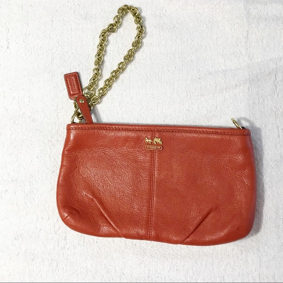 Coach Handbags - Coach Pebble Leather Zip Wristlet Light Orange